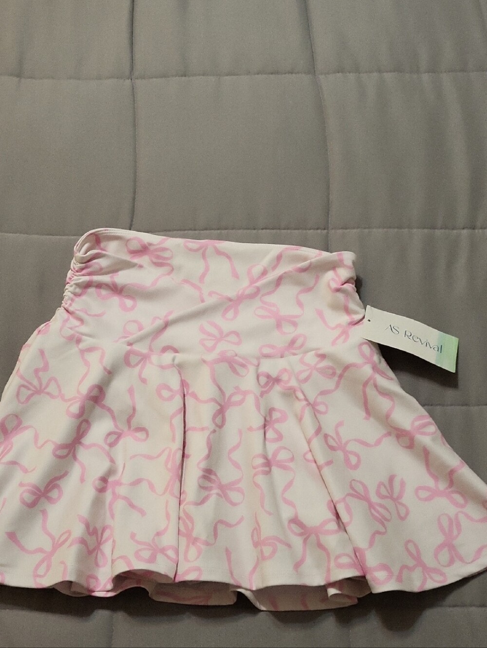 AS Revival White Skort with Pink Ribbon Print Active Wear Small - Picture 3 of 6